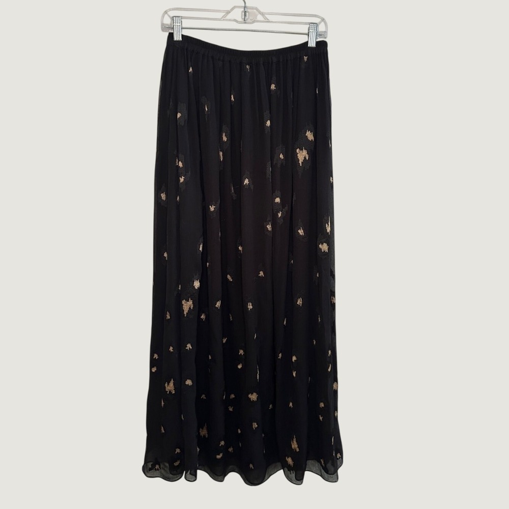 Women's Size Med. CABALLERO Fully Lined Black with Golden Embroidery Maxi Skirt